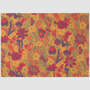 GELBE ROTE BLAUE WILDBLUMEN TULPEN, BLÄTTER FLORAL SEIDENPAPIER