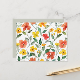 Gelbe rote Pfirsichblüten Postkarte
