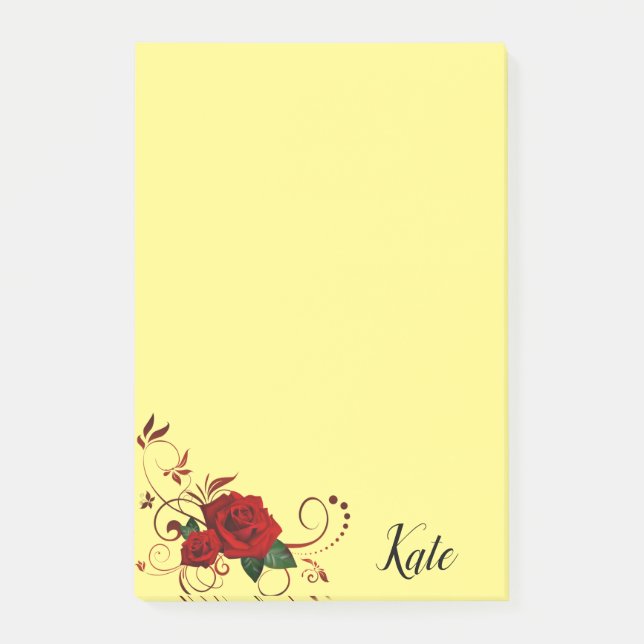 Gelbe Rote Rose nach der Veröffentlichung Post-it Klebezettel (Vorderseite)