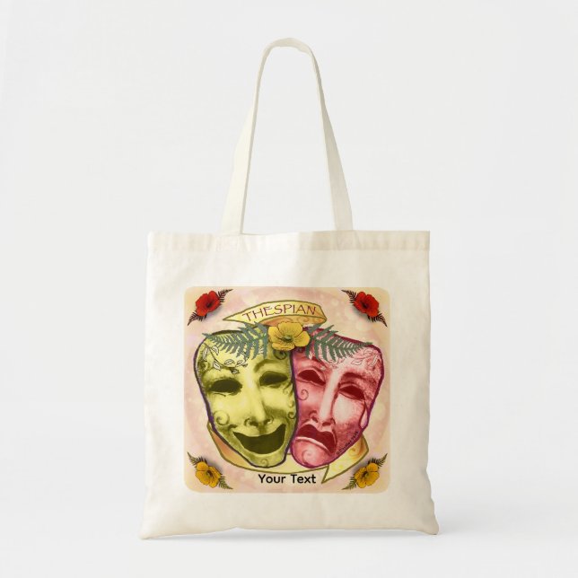 Gelbe rote Schauspielermasken Tragetasche (Vorne)