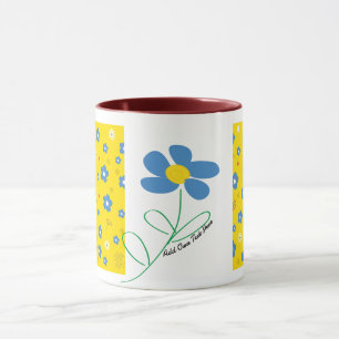 Gelbe, rote und blaue Blume Tasse