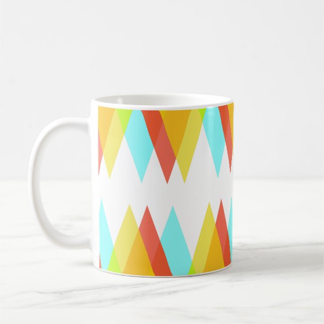 Gelbe, rote und kadettenblaue Dreiecke Kaffeetasse (Links)
