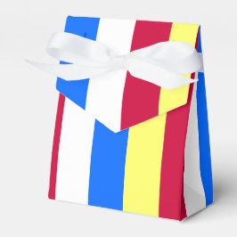Gelbe, rote, weiße und blaue Streifen Geschenkschachtel