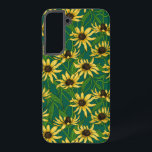 Gelbe Rudbekie auf dunkelgrün Samsung Galaxy Hülle<br><div class="desc">Handgemalt Vektormuster mit gelben rudbekischen Blume</div>