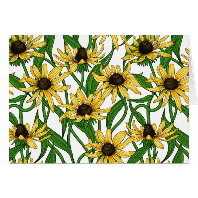 Gelbe Rudbekie auf Weiß (Vorderseite (Horizontal))