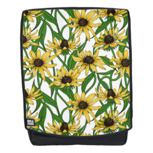 Gelbe Rudbekie auf Weiß Rucksack