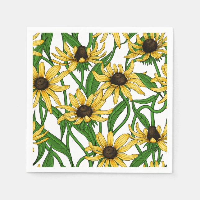 Gelbe Rudbekie auf Weiß Serviette (Vorderseite)