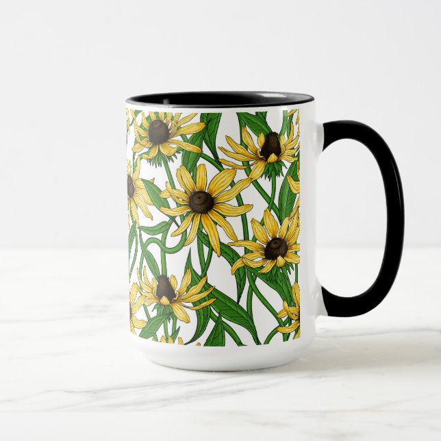 Gelbe Rudbekie auf Weiß Tasse (Rechts)