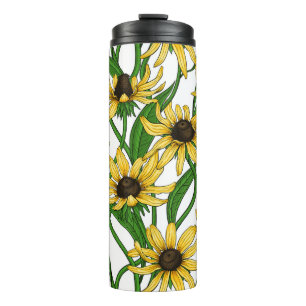 Gelbe Rudbekie auf Weiß Thermosbecher