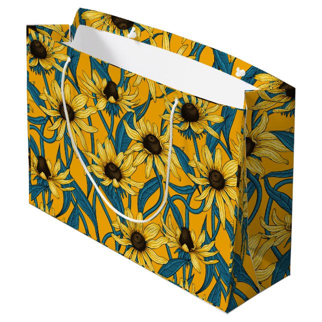 Gelbe Rudbekie Große Geschenktüte (Rückseite Schrägansicht)