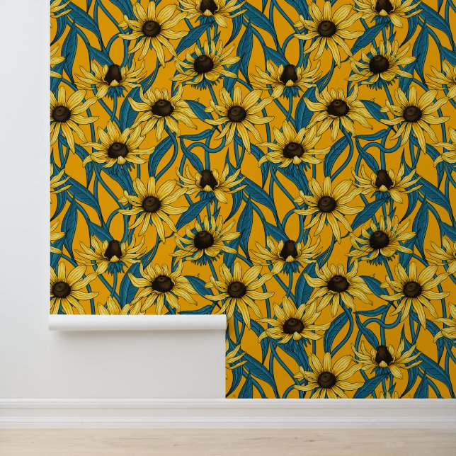 Gelbe Rudbekie Tapete (Anwendung)