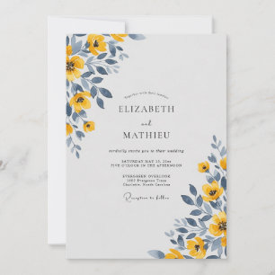 Gelbe ruhige Aquarell-Hochzeit Einladung