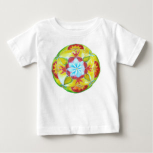 Gelbe Runde Mandala-Rüsche Baby T-shirt