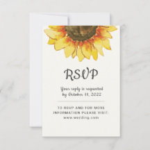 Gelbe Rustikale Sonnenblume. Hochzeit RSVP