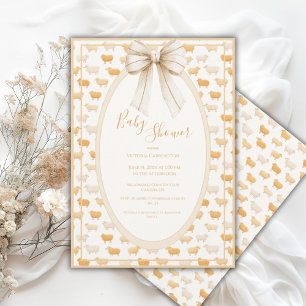 Gelbe Schaf Vintage-Band Baby Shower Einladung