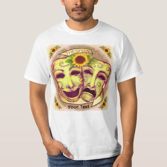 Gelbe Schauspielermasken T-Shirt (Vorderseite)