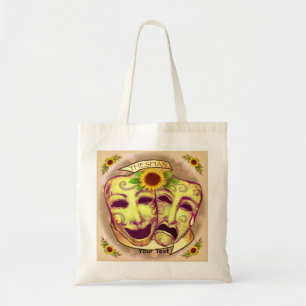 Gelbe Schauspielermasken Tragetasche