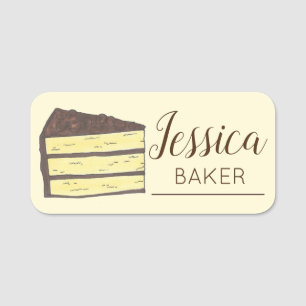 Gelbe Schicht Kuchen Slice Bäckerei Konditorei Koc Namensschild