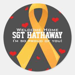 Gelbe Schleife: Dunkel Runder Aufkleber