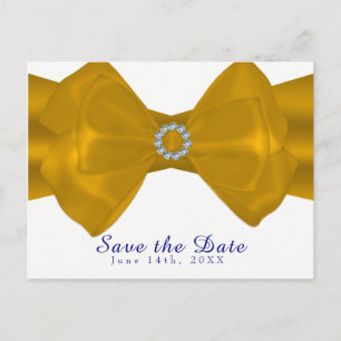 Gelbe Schleife und Diamanten Elegant Save the Date Ankündigungspostkarte