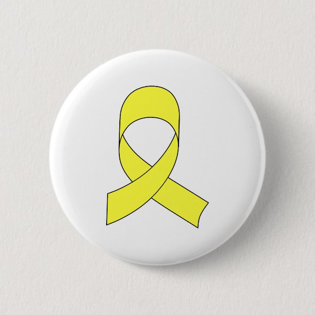 Gelbe Schleife Zeichnend Button (Vorderseite)