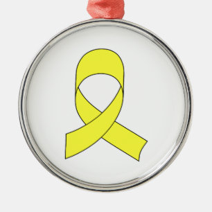 Gelbe Schleife Zeichnend Silbernes Ornament