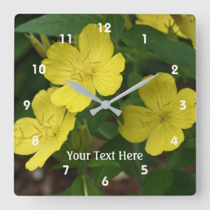 Gelbe Schlüsselblumen Frühlingsblumen Personalisie Quadratische Wanduhr
