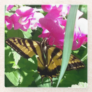Gelbe Schmetterling im Frühling Glasuntersetzer