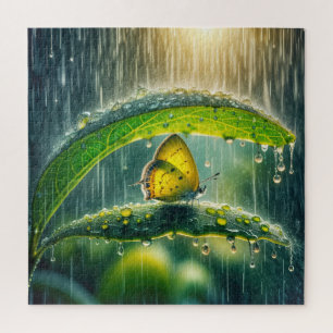 Gelbe Schmetterling in einer Regendusche