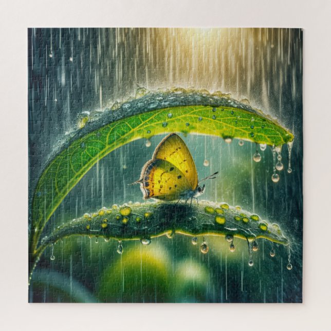 Gelbe Schmetterling in einer Regendusche (Vertikal)