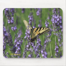 Gelbe Schmetterling in Lila Lavendel Mauspad