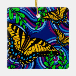 Gelbe Schmetterling-Keramik Keramikornament