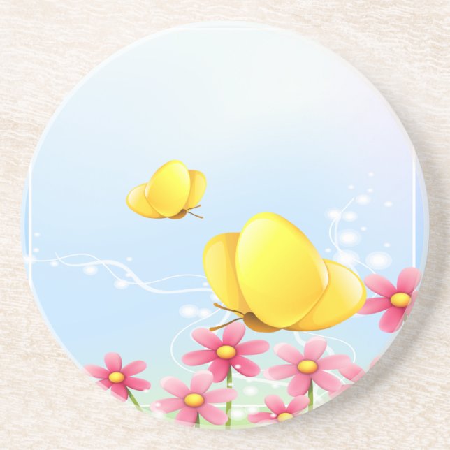 Gelbe Schmetterlinge Getränkeuntersetzer (Vorne)