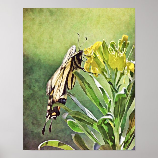 Gelbe Schmetterlinge und Blume Art Print Poster (Vorne)
