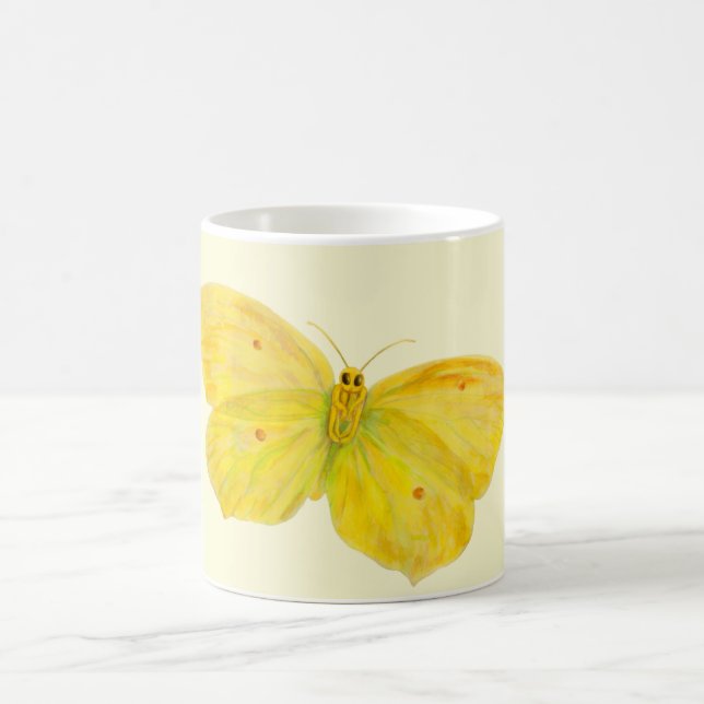 Gelbe Schmetterlingsfliege Kaffeetasse (Mittel)