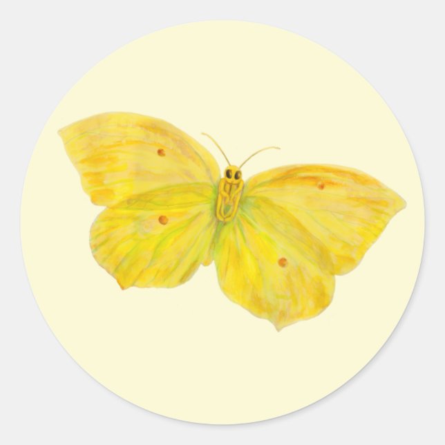 Gelbe Schmetterlingsfliege Runder Aufkleber (Vorderseite)