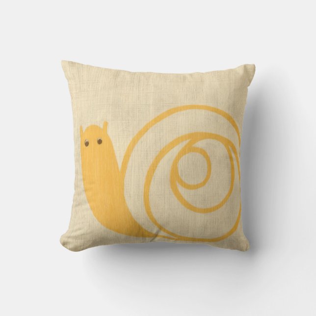 Gelbe Schnecke auf Creme Background Kissen (Vorderseite)