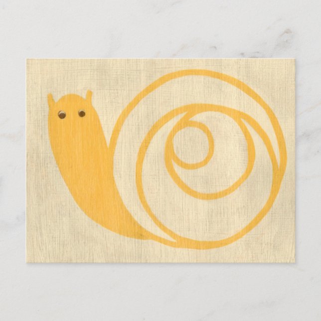Gelbe Schnecke auf Creme Background Postkarte (Vorderseite)