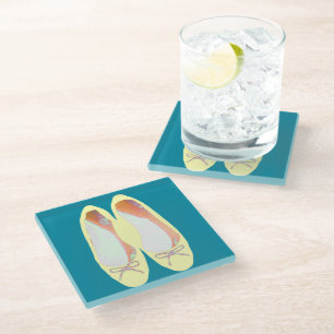 Gelbe Schuhe Glasuntersetzer
