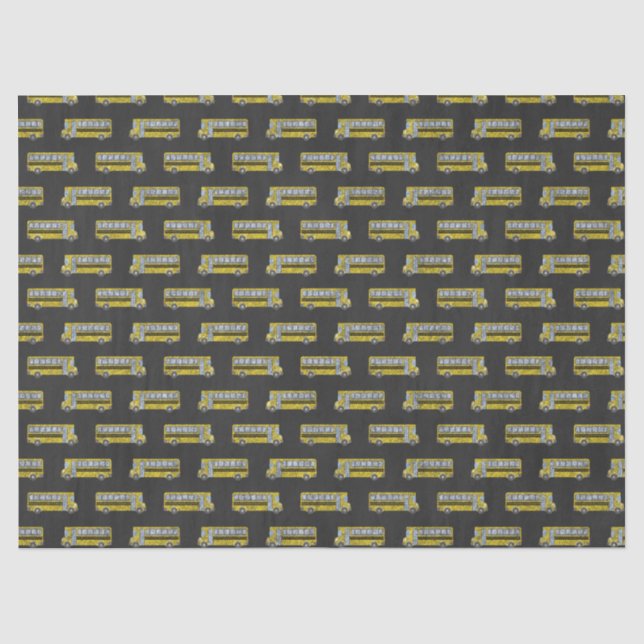 Gelbe Schulbusse auf der Chalkboard-Decoupage Seidenpapier (Vorderseite)