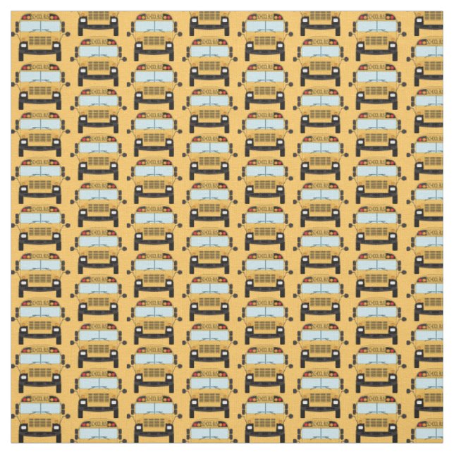 Gelbe Schulbusse auf orangefarbenem Muster Stoff (Muster)
