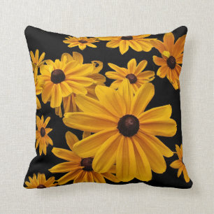 Gelbe Schwarz-mit Augen Susan-Blumen-Blumenkissen Kissen