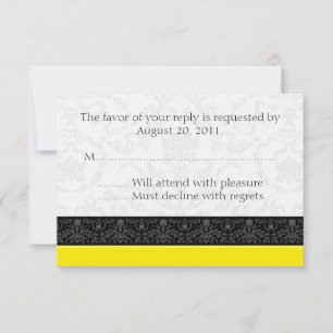 Gelbe Schwarz-weiße Damaskus-Hochzeitskarte für UA RSVP Karte