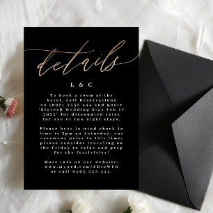 Gelbe Schwarz-weiße Kalligrafie Moderne Hochzeit RSVP Karte