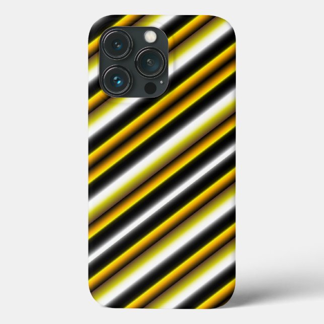 Gelbe Schwarz-weiße Regenbogenstreifen Case-Mate iPhone Hülle (Rückseite)
