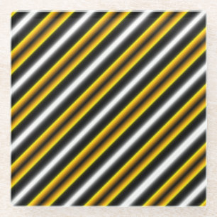 Gelbe Schwarz-weiße Regenbogenstreifen Glasuntersetzer