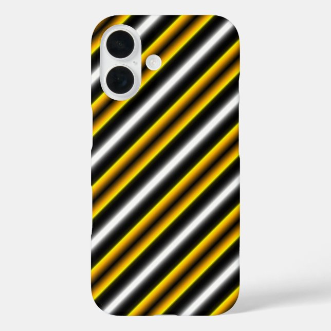 Gelbe Schwarz-weiße Regenbogenstreifen iPhone 16 Hülle (Rückseite)