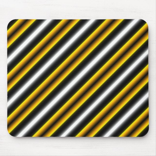 Gelbe Schwarz-weiße Regenbogenstreifen Mousepad (Vorne)