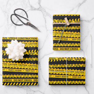 Gelbe schwarze Bausteine Geschenke Party Dekoratio Geschenkpapier Set