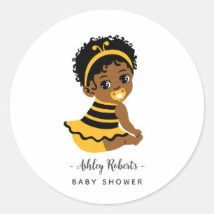 Gelbe Schwarze Biene Baby Shower Runder Aufkleber